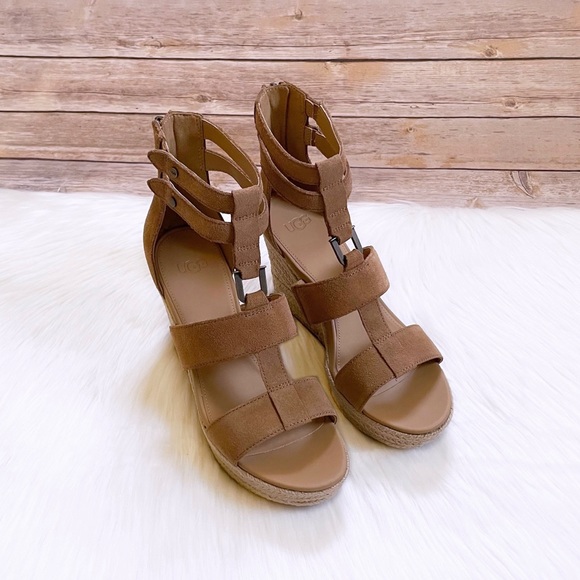 UGG Kolfax Chestnut Espadrille Platform Wedge Sandals - Picture 2 of 7